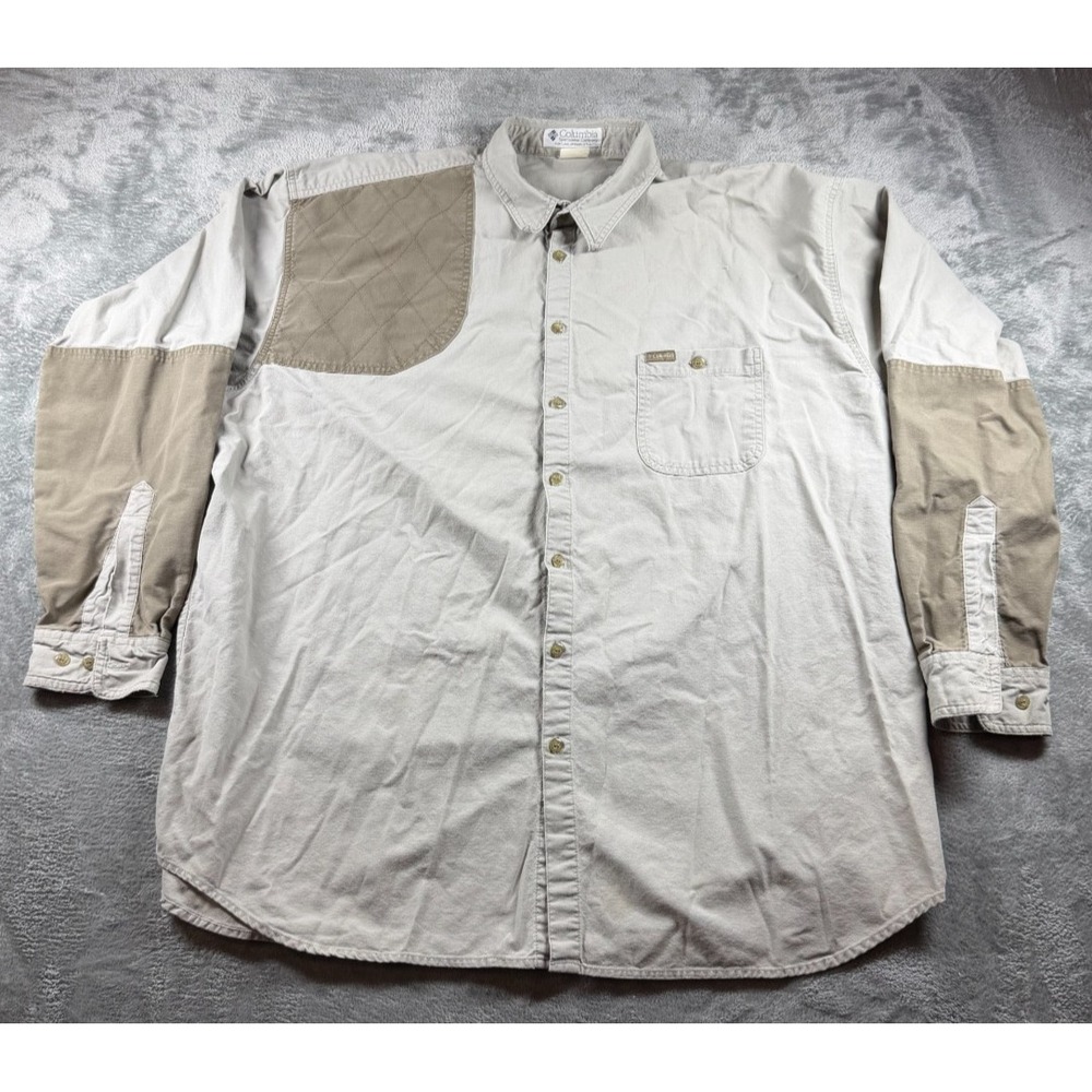 Columbia Shooting Shirt Mens XXL Beige Cotton Hunting Button Front